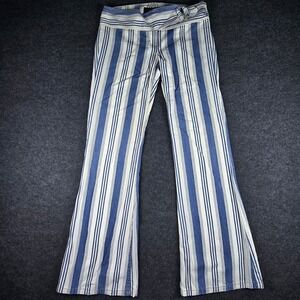 Y2K Juicy Jeans Women's Blue White Stripe Flare Leg Pants Made In USA Size 27